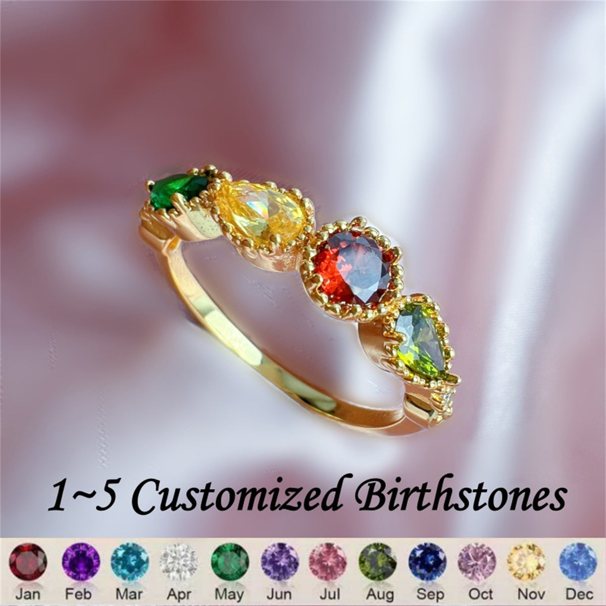 Ring mit Geburtssteineinlage in verschiedenen Formen