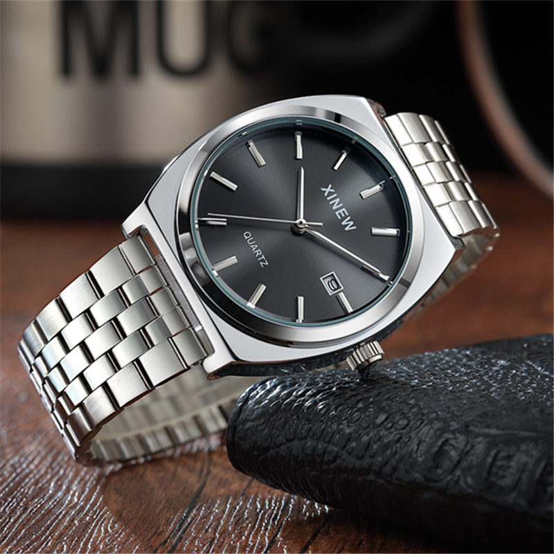 Modische Herrenuhr mit Edelstahlarmband,