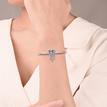 Versilberte DIY-Perlenarmband-Anhänger mit Traumfänger-Design